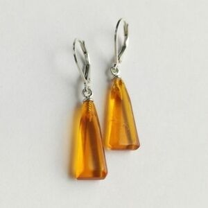 Sterling silver modernist Amber lever back earrings